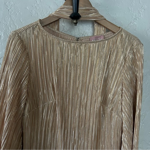 Show Me Your MuMu Sarah Midi Dress Gold Pleat - Picture 4 of 8